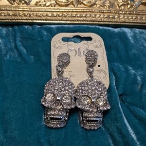Large Statement Rhinestone Skull Earrings